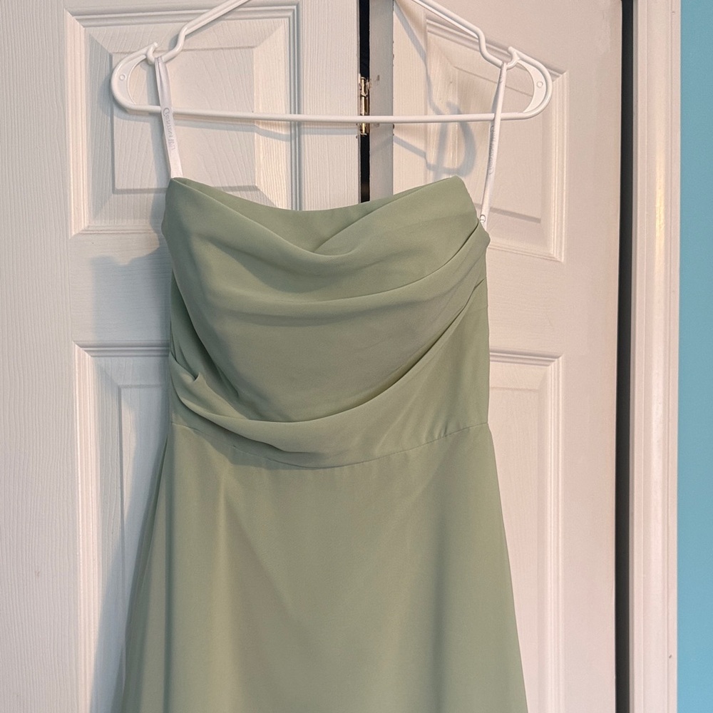 Christina Wu Sage Green Strapless Prom Dress